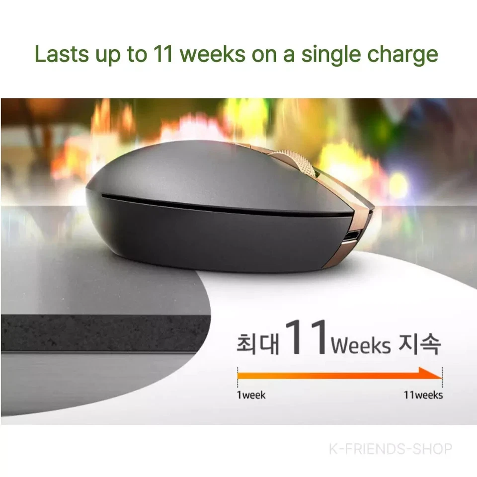 Mouse sem fio Bluetooth HP Spectre recarregável 700 prata natural - Imagem 2 de 4