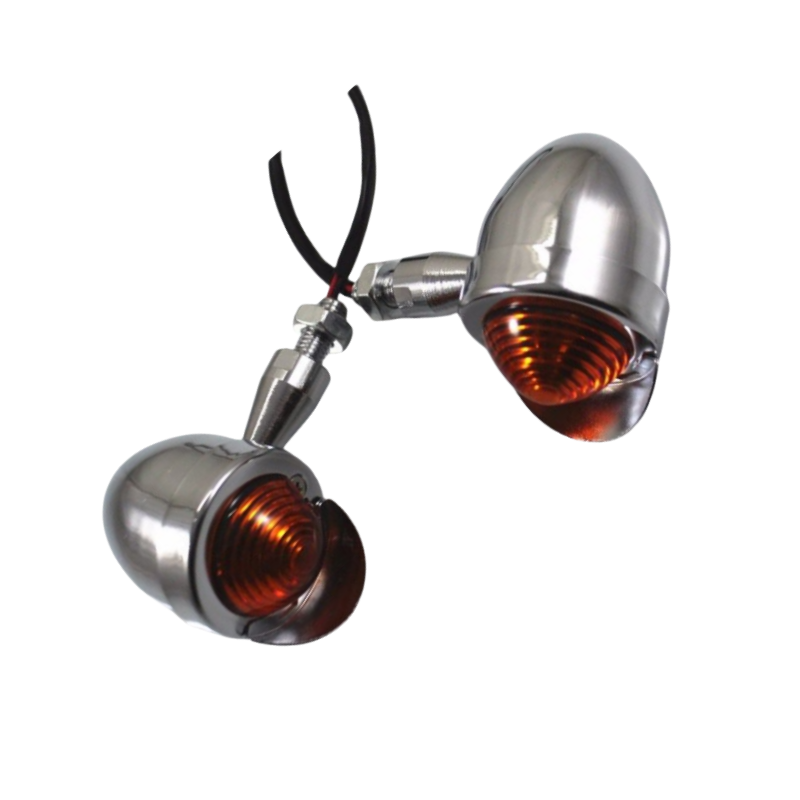 【2】NHです Chrome Motorcycle Turn Signal Light W/Visor Cruiser Chopper Bobber