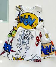 DOLCE&GABBANA WHITE CARTOON PRINT DRESS