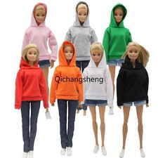 Black White Pink Top Hoodies Sweatshirt 1/6 Clothes For 11.5" Dolls Outfits Toy