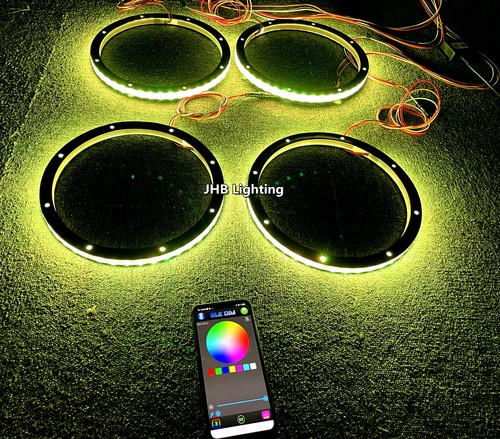 JHB 4PCS 12" RGB Color Change LED Remote Bluetooth Ctrl Speaker Rings Lights Kit - Picture 17 of 21