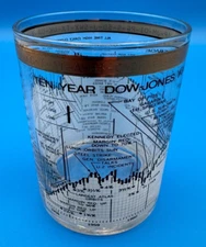 1958 - 1968 Dow Jones Stock Market Historical Bar Glass Vintage
