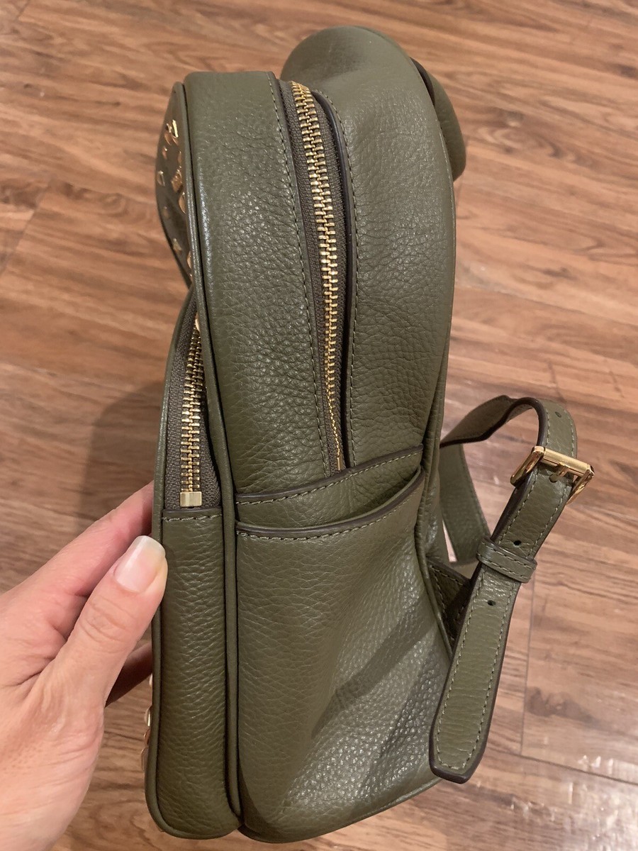 Michael Kors Olive Green Studded Leather Backpack Michael Kors Pebble Leather Studded Backpack Olive Green | eBay main image 3