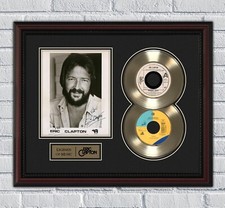 Eric Clapton 2 Framed Gold or Platinum 45 Record w/ Reproduction Signatures