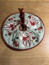 Mini Christmas Tree Skirt Angels Stars Hearts Buttons 11" Round Cottage Core