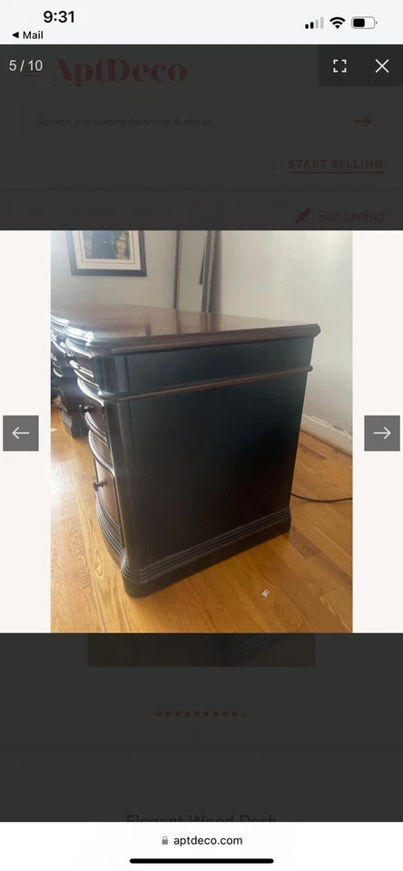 escritorio de oficina de madera con cajones Foto 3 de 4