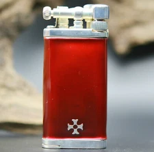 Sillem´s ITT IM Corona Old Boy dark red enamel 925 Sterling-Silver Pipe Lighter 