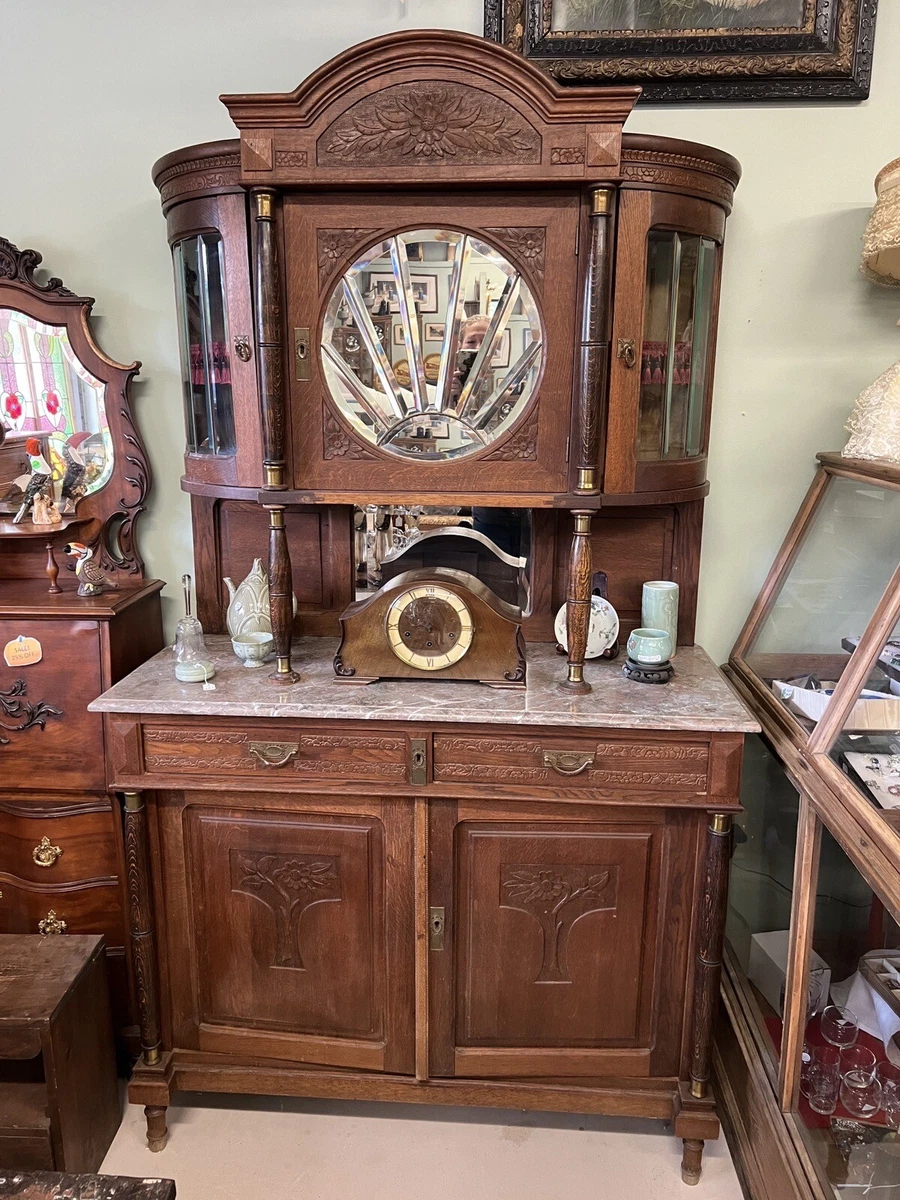 Antique sideboard buffet with marble top deals