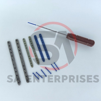 Veterinary Safety Locking Straight Plates 12H 2.4-3.5mm & LCP Screws Set Ti