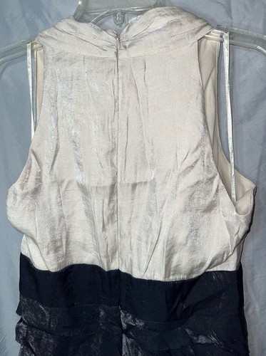 Evan Picone formelles Midi tief geschnittenes ärmelloses Kleid Größe 14 glänzend Rüschenkleid - Bild 9 von 10