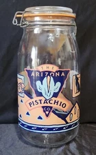 Vintage 2L Glass Jar With Lid Arizona Pistachio Company Mason Canister France