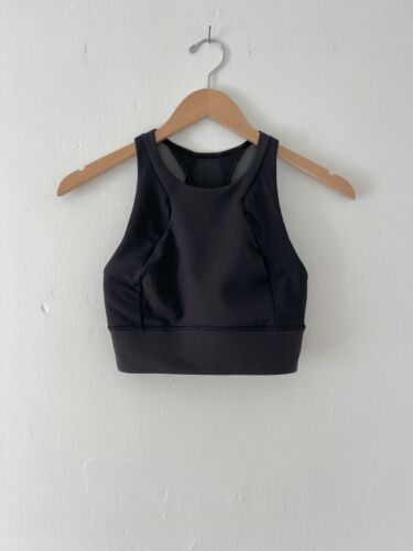 Lululemon 6 Everlux High Neck Train Sports Bra Black Racerback Mesh Panel