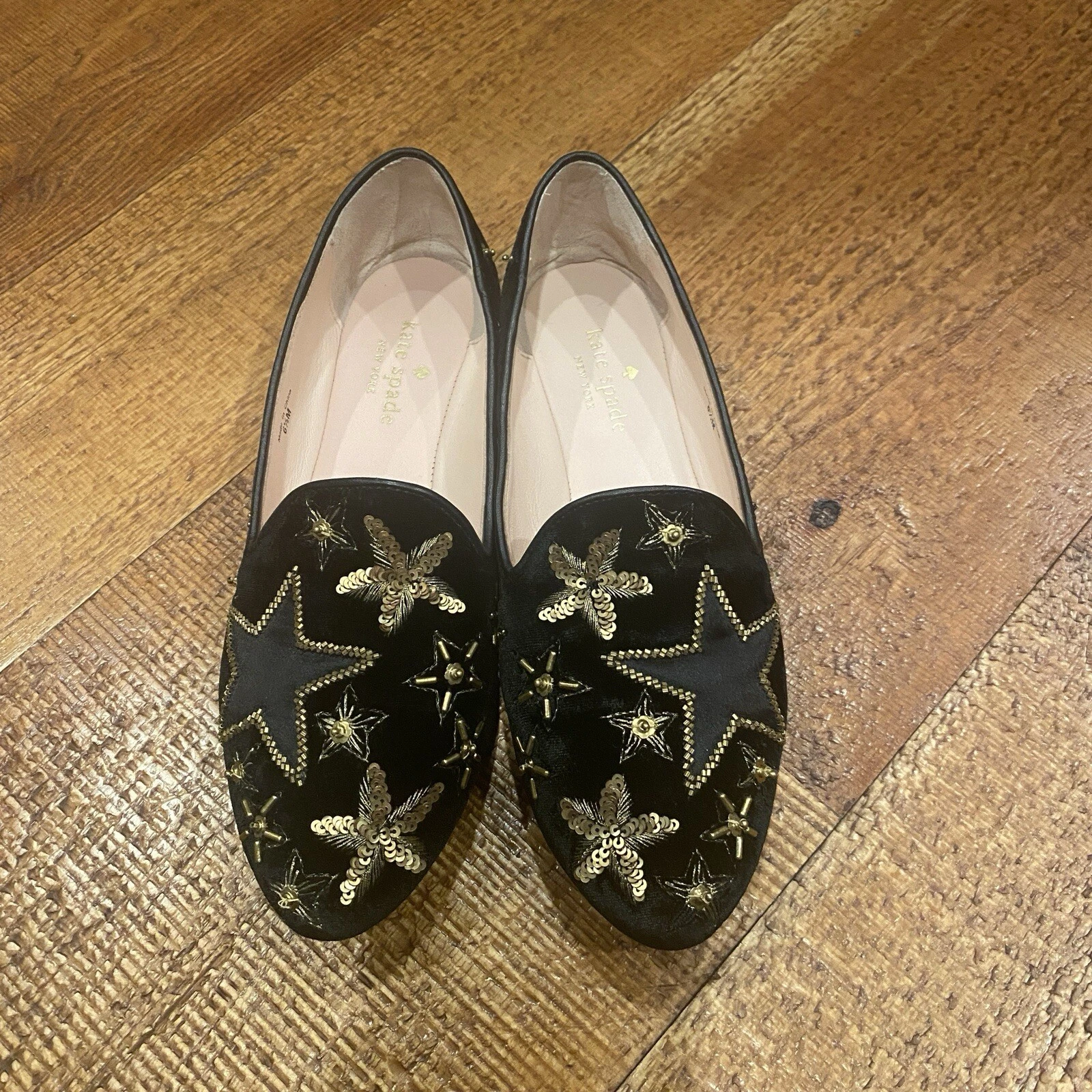 Mocassini ballerine casual Kate Spade Stelli nero velluto stella abito taglia 6 5