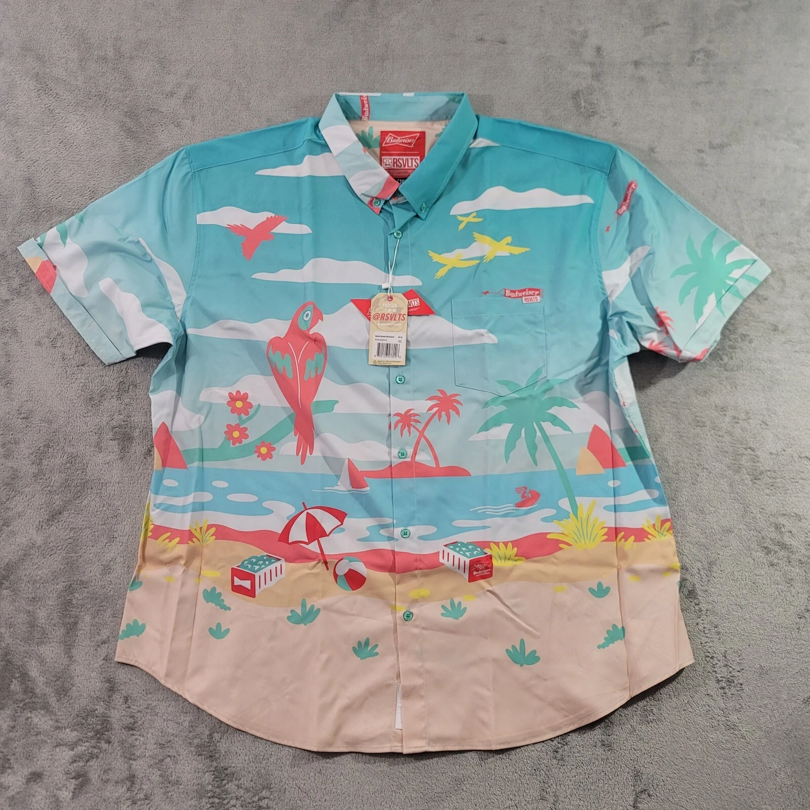 RSVLTS Mens Shirt Birds in Paradise Size 3XL Button Down Short Sleeve Budweiser
Opens in a new windo