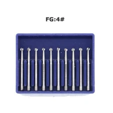10Pcs Dental Tungsten Carbide Burs Drill Steel Burr Round Fissure Cross Cut FG4