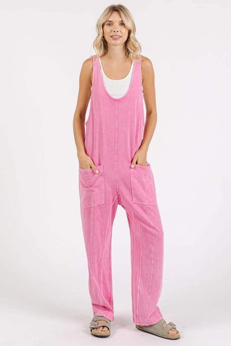 Mono sin mangas Mittoshop Mineral lavado correa ajustable cuello redondo en rosa - Imagen 4 de 7