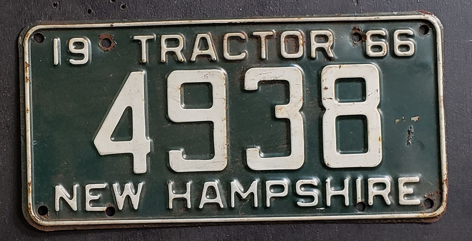 1966 NEW HAMPSHIRE TRACTOR LICENSE PLATE TAG 4938 eBay