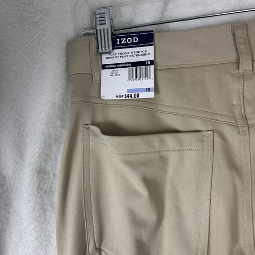 Izod Stretch Flat Front Adjustable Waist Khaki Pants Boys Size 18 Slim NWT $44 - Picture 8 of 8