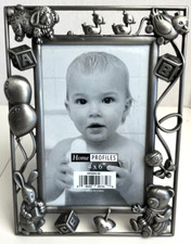Baby Photo Frame 4x6 Silver Metallic Color Toys Balloons Ducks Bunny NEW