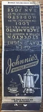 Johnnie's Waffle Shoppe Sacramento Stockton CA California Matchbook Cover