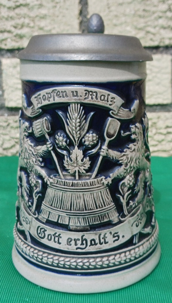 RARE W. Germany Original Beer Stein Mug Gerzit Gerz Hopfen U Malz Gott Erhalt's