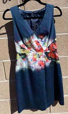 Elie Tahari Size 2 Woman's Navy Blue Pink Ivory Green Flower Floral Sheath Dress
