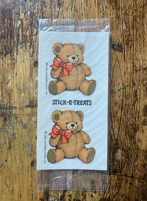 NEW & SEALED! Vtg 1983 Hallmark Cute Teddy Bear Stick-R-Treats Stickers Pack 80s