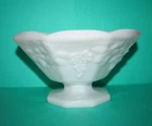 Anchor Hocking "Vintage" Pattern Milk Glass Compote Fruit Bowl Grape & Leaf