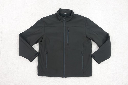 J. Peterman Jacket Men XL Black Soft Shell Fleece Lined Pockets Stretch Full Zip