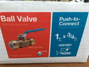 SharkBite Brass 1-in Push-to-Connect x 3//4-in Push-to-Connect Ball Valve 25551LFZ