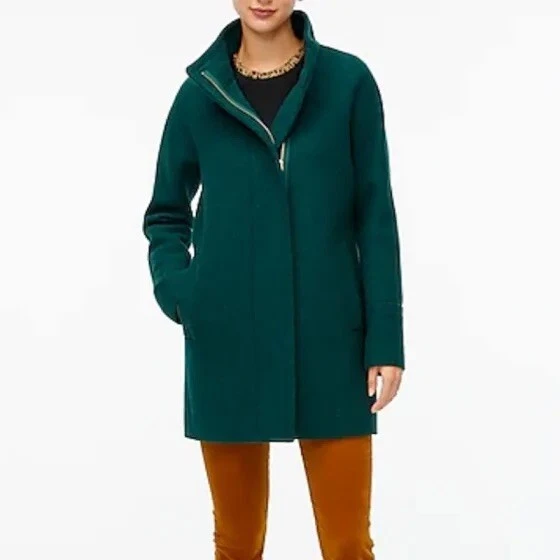 NWT J. CREW GREEN WOOL BLEND CITY COAT SZ 4 | eBay