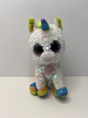 Ty Unicorn Plush Flippables Changing Sequins Pixy 6'' Beanie Boos Stuffed Toy