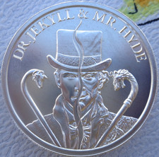 2 oz. 2020 DR. JEKYLL & MR. HYDE (Toned) Horror Series round.999 silver discount 86.50 per troy oz