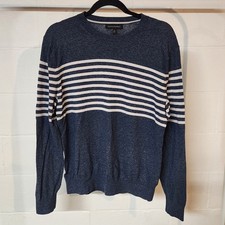 Banana Republic Men Striped Crew Neck Sweater Blue Stripe Size M Everyday Casual