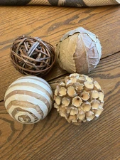 Decorative Bowl & Vase Filler Balls for Home Decor, Set of 4 PCS /Natural Tone