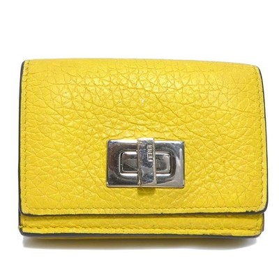 FENDI Tri-FW Peekaboo Yellow Wallet Card Case
