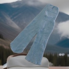 VTG Socks Women's Fuzzy Booties Mid-Calf Acrylic USA Size 9-11 Baby Blue 16" 80s