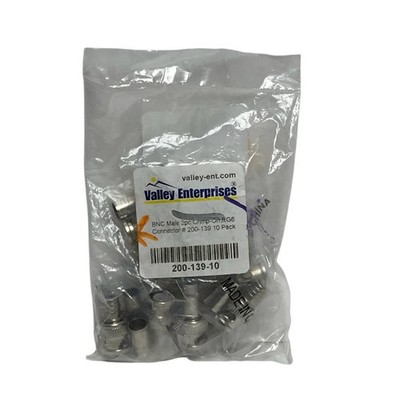 (10) Valley Enterprises #200-139 BNC Connectors for RG6 Coax - NSFS