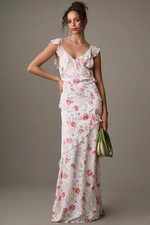 Anthropologie RIXO Gail V-Neck Floral Ruffled Maxi Dress XL $575