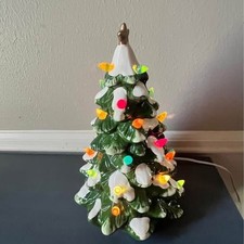 Vintage Snow Covered Light Up Ceramic Christmas Tree
