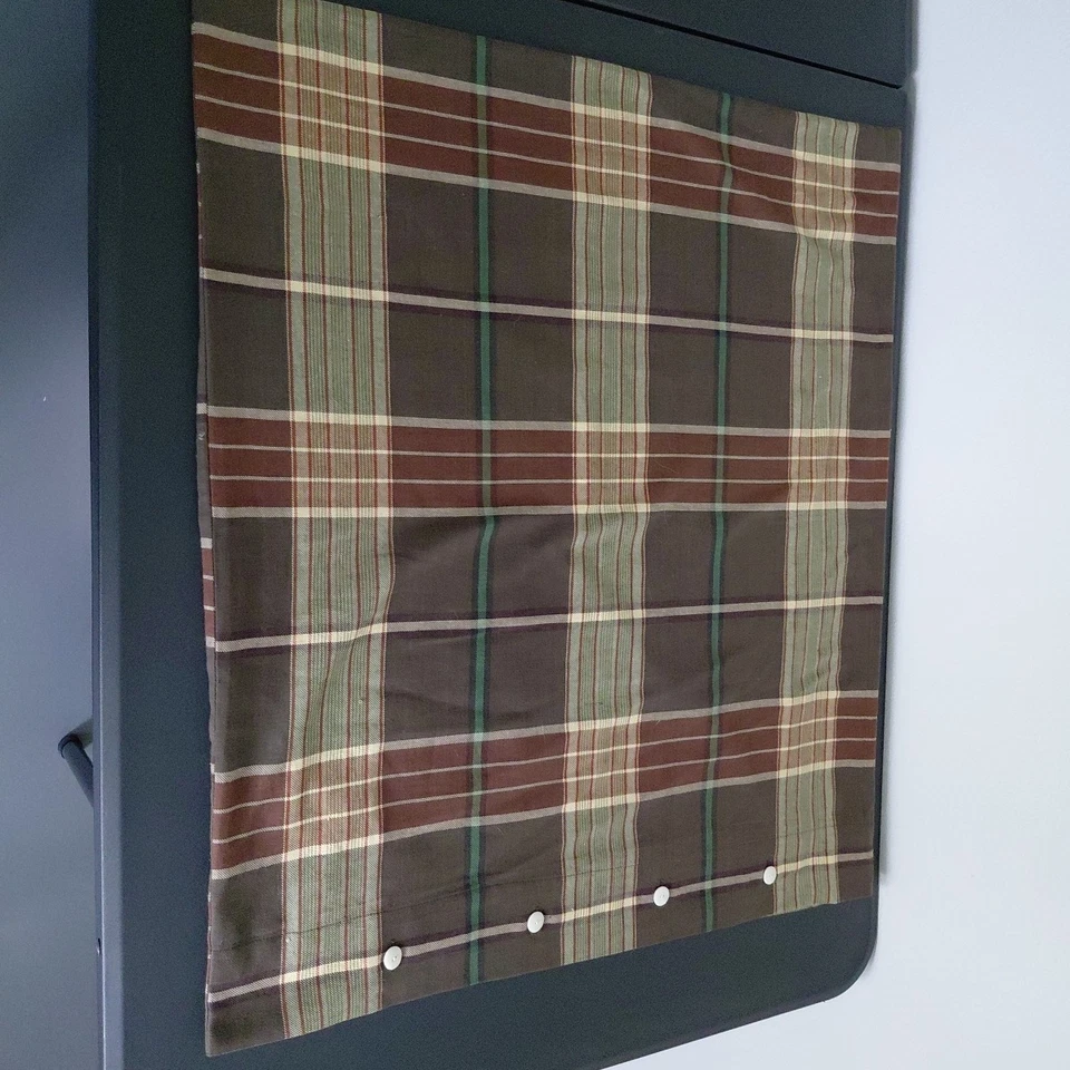 3 VTG Euro Shams Pillowcases 26 X 26 Brown Green Plaid Cottage Cozy Cabin Cotton - Image 4 of 4