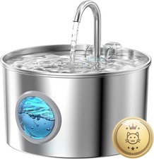 Praktischer Katzenbrunnen Edelstahl - Automatischer Trinkbrunnen für Katzen 2.2L