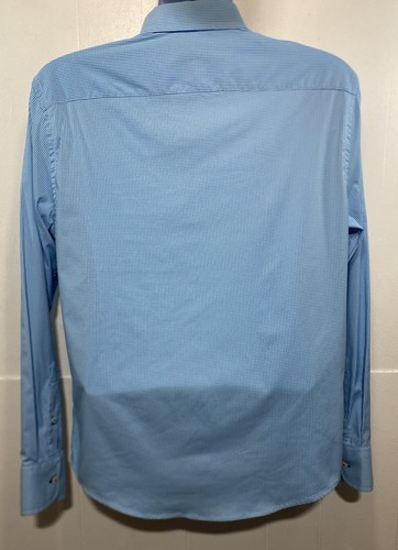 UNTUCKit Shirt Mens Medium Blue Stretch Button Up Performance Domani Check - Picture 4 of 11