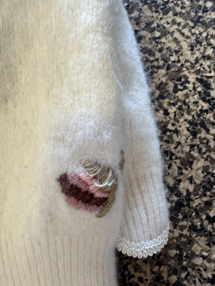 Suéter Karen Millen 3 Bordado Niñas Con Piel Blanco Con Flores Foto 2 de 4