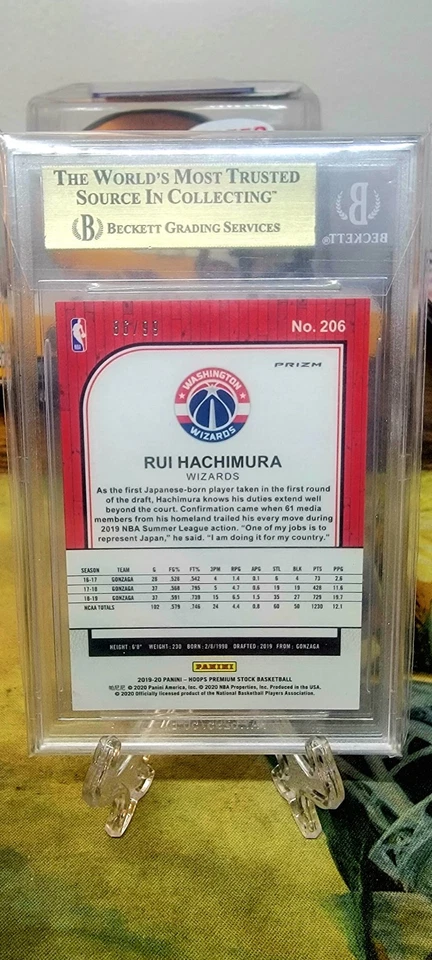 2019-20 Panini NBA Hoops Premium Stock Rui Hachimura Blue Mojo (RC) /99 BGS 9.5 - Image 2 of 2