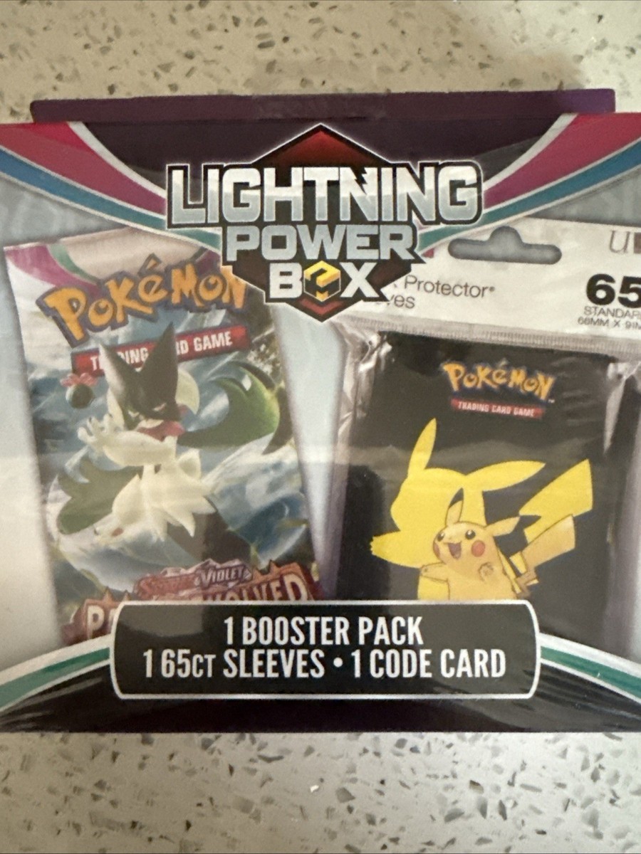 Sale Pokemon Lightning Power Box: 1 BOOSTER PACK; 65 SLEEVES; 1 CODE  CARD