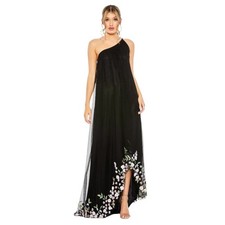 Mac Duggal 9236 One Shoulder Embellished Trapeze Floral Dress Size 6 498