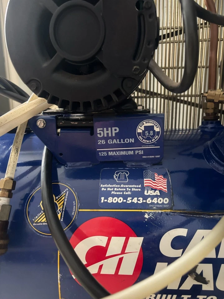 Compresor de tanque vertical Campbell Hausfeld 26 galones 5 hp 125 psi RECOGIDA LOCAL MD Foto 3 de 4