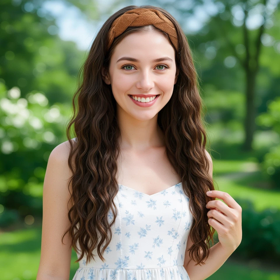 Peluca larga rizada diadema mujer peluca larga rizada con aro para el cabello mujeres fiesta juegos con disfraces Foto 2 de 4