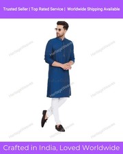 Traditional Designer Kurta Cotton Top Kurta India Kurta Blue Color Mens